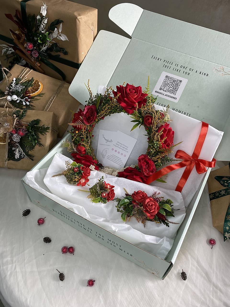 Darčekový box "legenda o vášni" - polvenček, spona do vlasov a náušnice