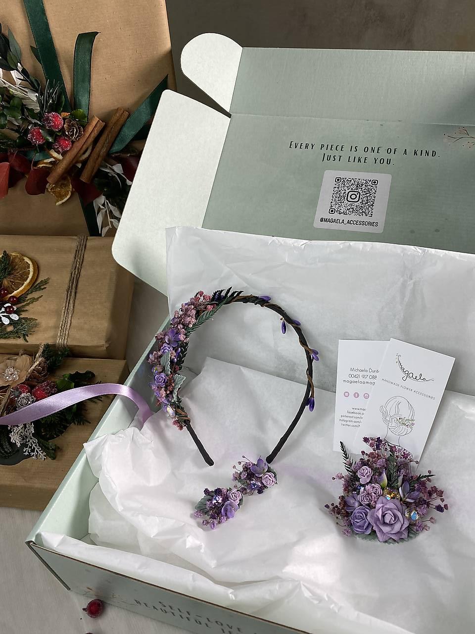 Darčekový box "záblesky stmievania" - čelenka, brošňa a náušnice