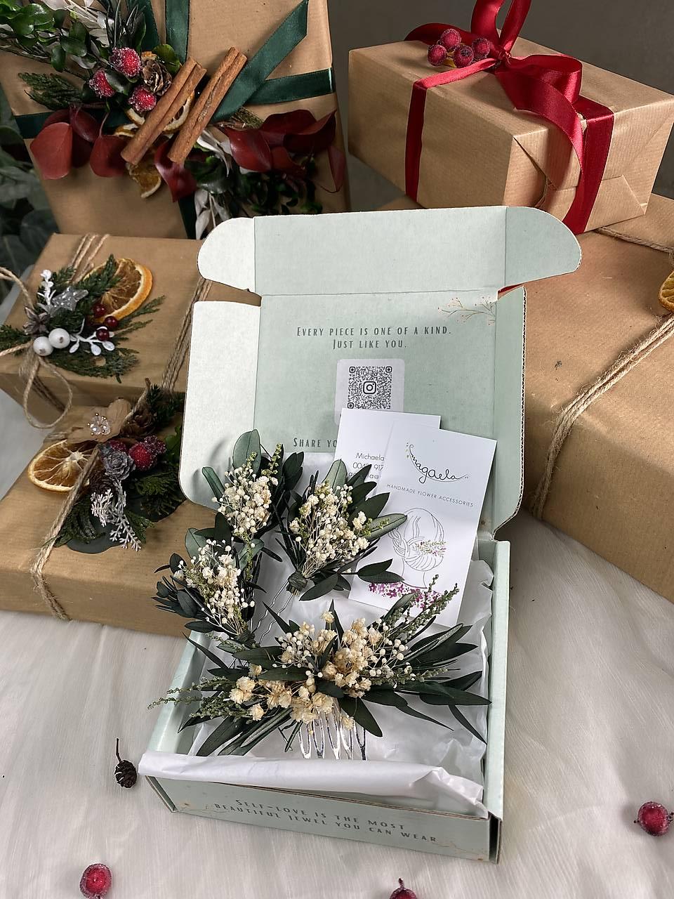 Darčekový box "nadýchnuť sa rána" - hrebienok a set vláseniek