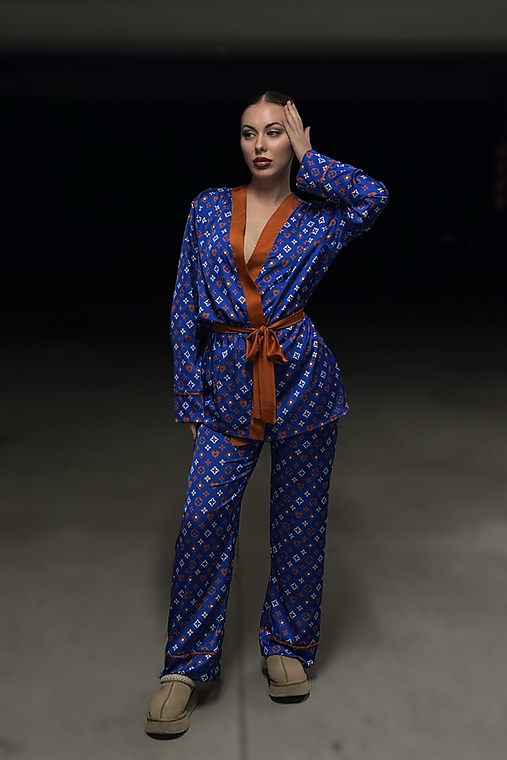 Blúzky a košele - Saténová tunika BLUE ROYAL - 17946115_