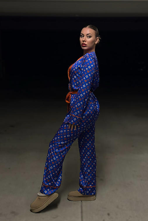 Nohavice - Saténové nohavice BLUE ROYAL - 17946135_