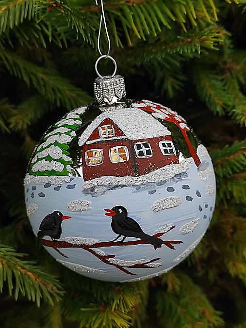 Dekorácie - Maľovaná vianočná ozdoba s menom 10 - Chalúpky - 17945843_