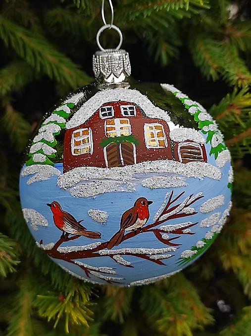 Dekorácie - Maľovaná vianočná ozdoba s menom 11 - Chalúpky - 17945849_