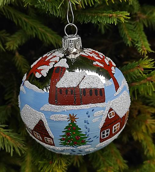 Dekorácie - Maľovaná vianočná ozdoba s menom 12 - Chalúpky - 17945852_