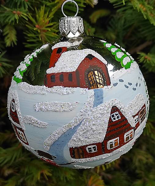 Dekorácie - Maľovaná vianočná ozdoba s menom 13 - Chalúpky - 17945855_