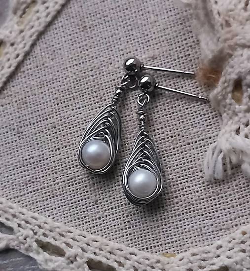 Náušnice - Riečná perla chirurgická oceľ - 17948184_