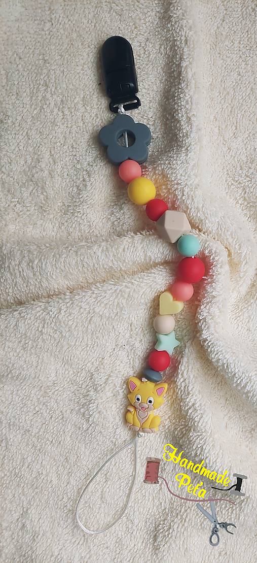 Detské doplnky - Šnúrka na cumlík  KOCÚRIK - 17946243_