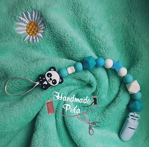 Detské doplnky - Šnúrka na cumlík  PANDA - 17946806_