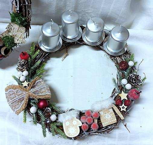 Dekorácie - adventný veniec z prútia hrejivé vianoce / zľava z 18 na 15,40/ - 17948505_