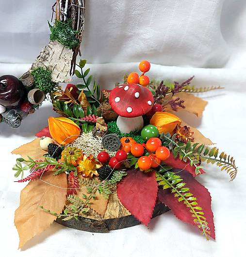 Dekorácie - dekorácia na drevenom pláte jeseň - prírodný dotyk - 17948538_