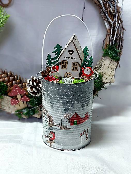 Dekorácie - zimná rozprávka v plechovke  :-) - 17948578_