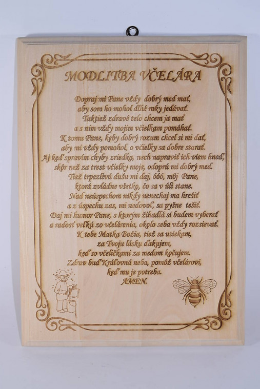Dekorácie - Drevený gravírovaný obraz – Modlitba včelára (A3) - 17947599_