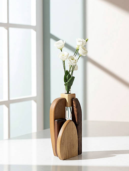 Dekorácie - Dizajnová drevená váza ROVNOVÁHA - 17946906_