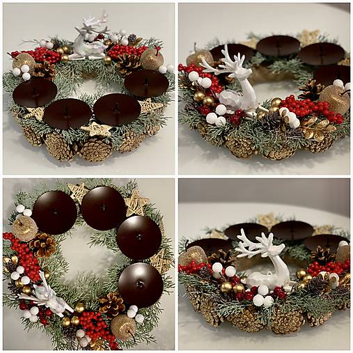 Adventný veniec 32cm na stôl pre 4 sviečky