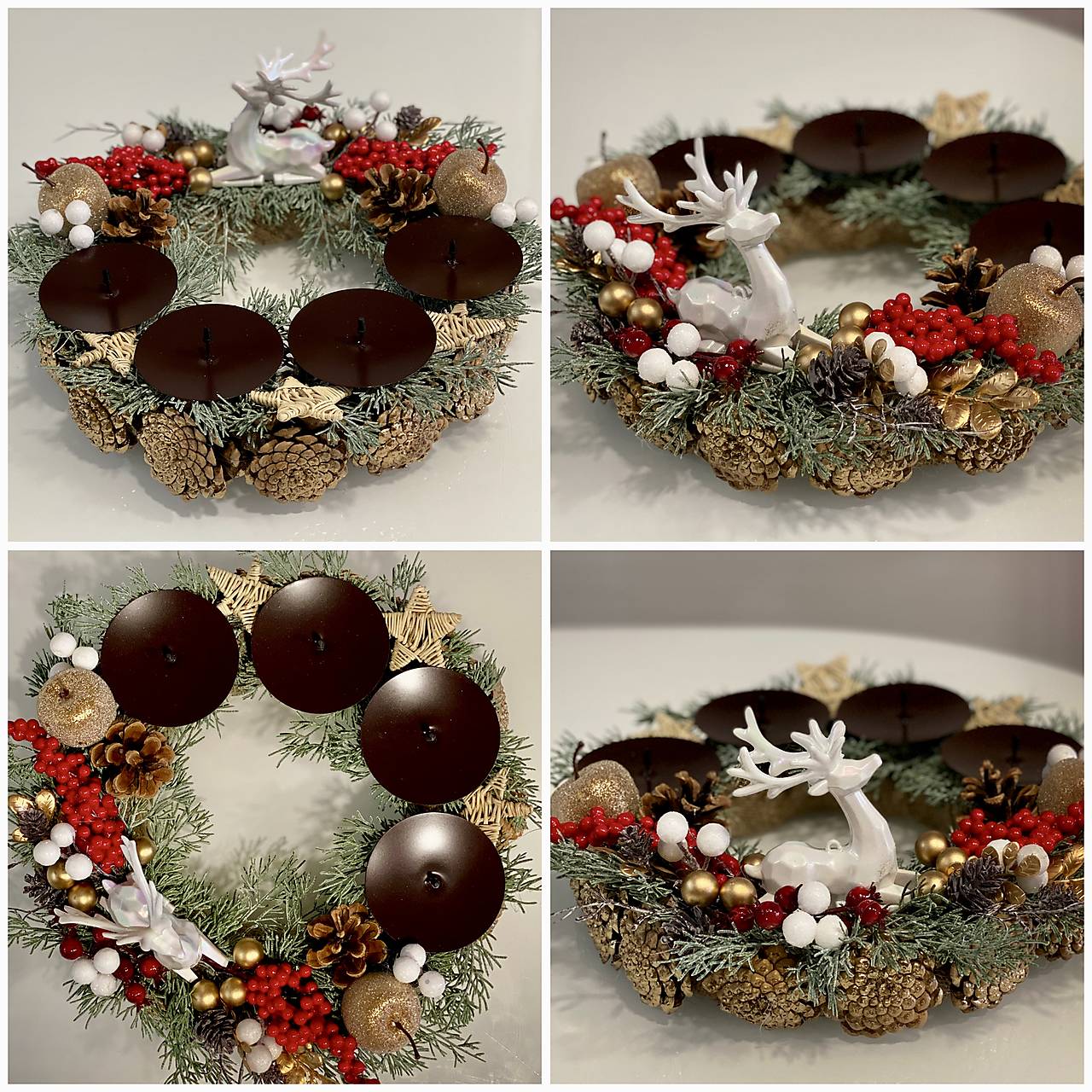 Adventný veniec 32cm na stôl pre 4 sviečky