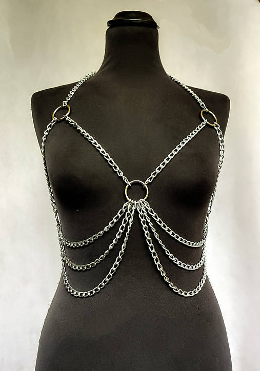 Opasky - Řetízkový harness „Chain X“ s karabinkovým zapínán - 17948928_