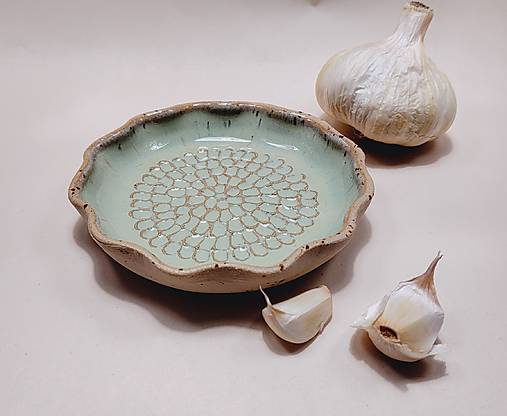 Nádoby - Keramický lis na cesnak Zelený - 17946159_