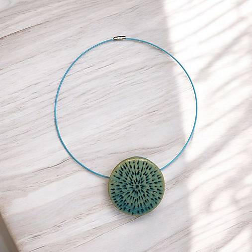 Náhrdelníky - Keramický náhrdelník (tyrkysový) - 17947285_