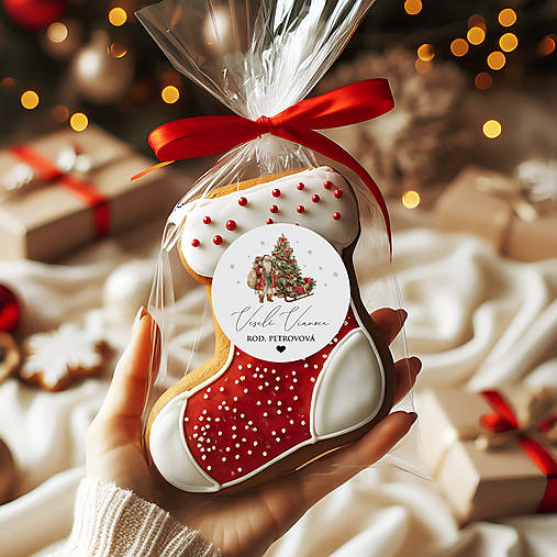 Úložné priestory & Organizácia - Samolepiace etikety na darčeky, zákusky Šťastné a veselé 2 - 17951544_