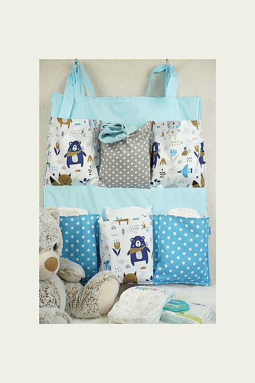 Detský textil - Veľký závesný organizér / kapsár Severský les - 17949579_