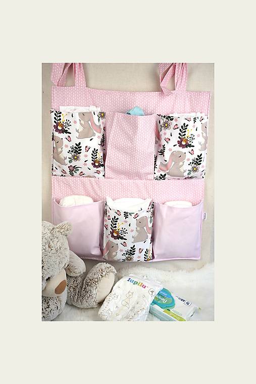 Detský textil - Veľký závesný organizér / kapsár Ružové sníčky - 17949581_