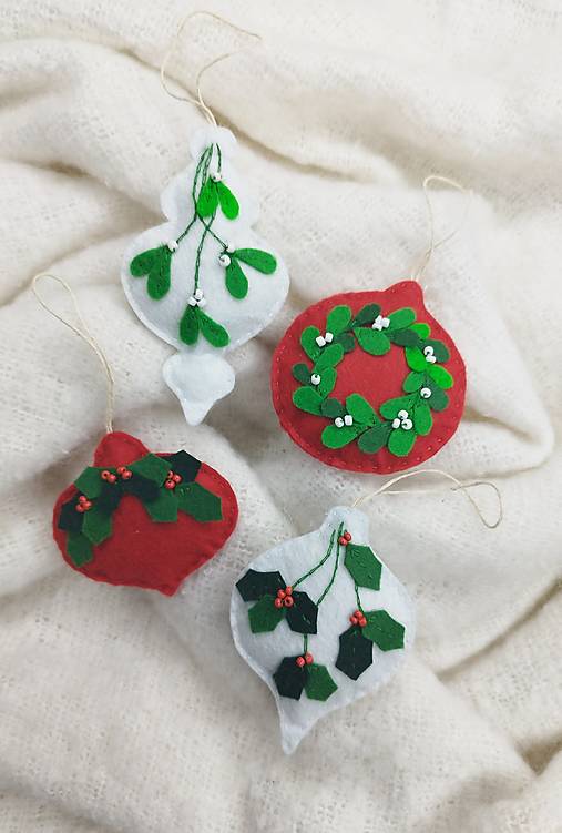 Dekorácie - Filcové vianočné ozdoby - 17951718_