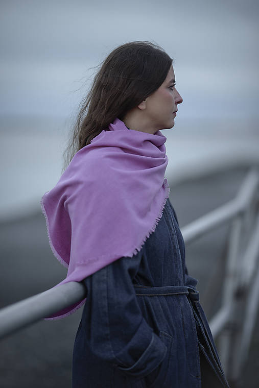 Šály a nákrčníky - 100 % hodvábny šál “BEYS” (Tmavoružový) 140x40 cm - 17951997_