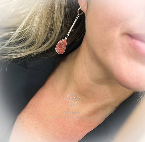 Strieborné 925/1000 náušnice s brekciovým jaspisom