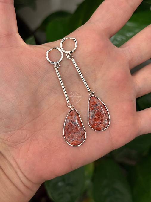 Strieborné 925/1000 náušnice s brekciovým jaspisom