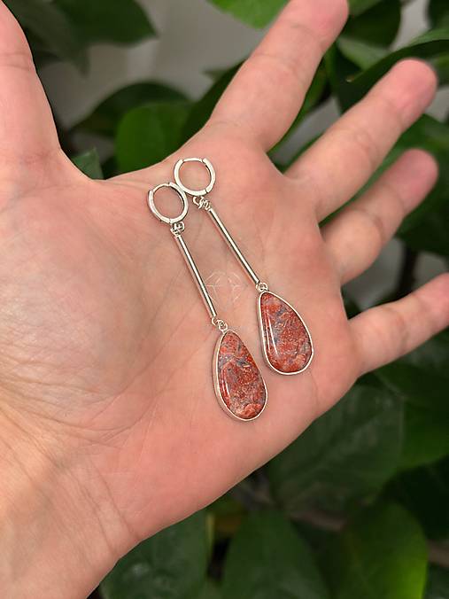 Strieborné 925/1000 náušnice s brekciovým jaspisom