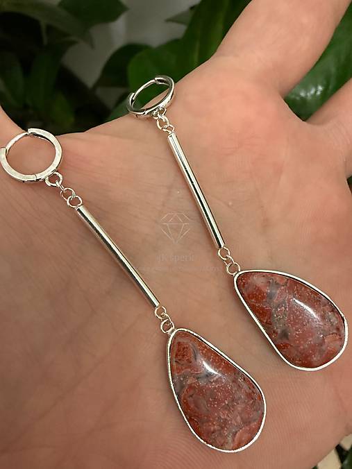 Strieborné 925/1000 náušnice s brekciovým jaspisom