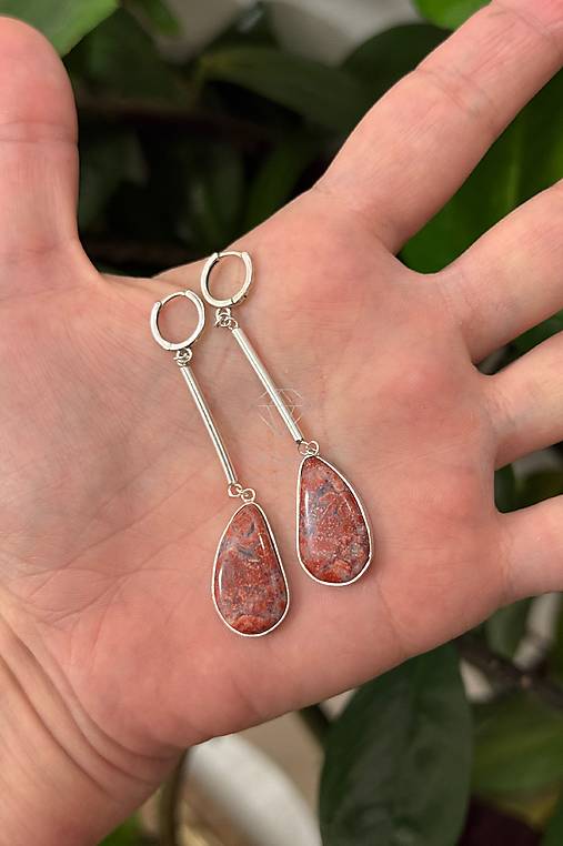 Strieborné 925/1000 náušnice s brekciovým jaspisom