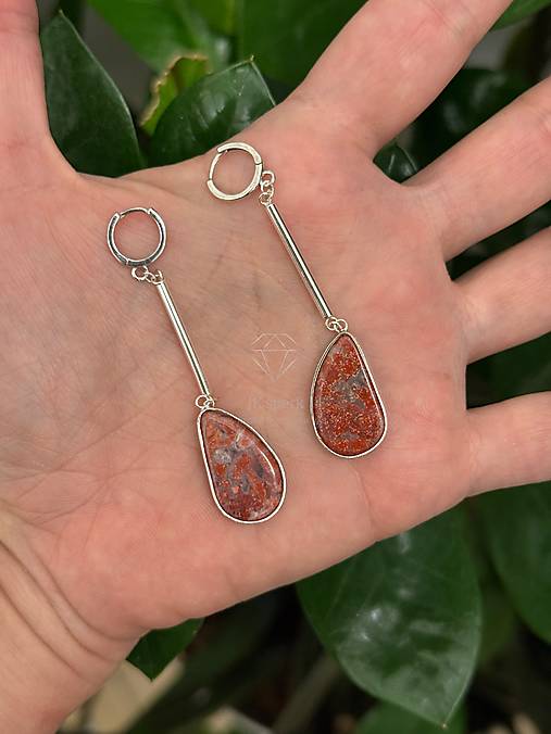 Strieborné 925/1000 náušnice s brekciovým jaspisom