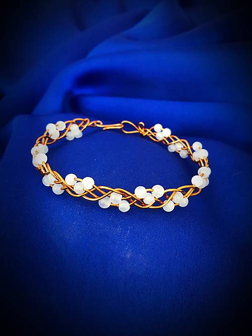 Náramky - medený náramok so selenitom - 17952048_