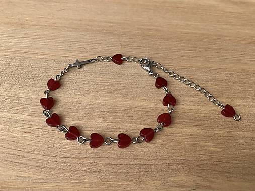 Náramky - ruženec na ruku srdiečka - oceľ - 17949569_