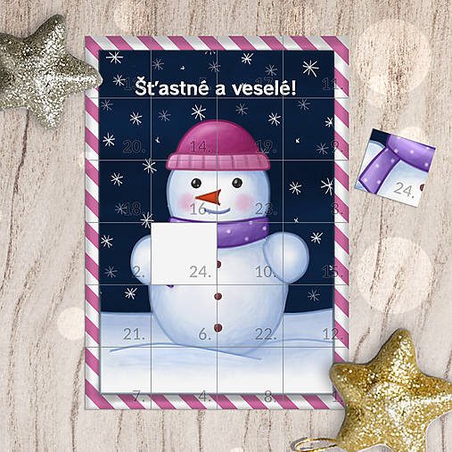 Papiernictvo - Adventný kalendár vianočná kresba Cute snowman  (snehuliačka) - 17951041_