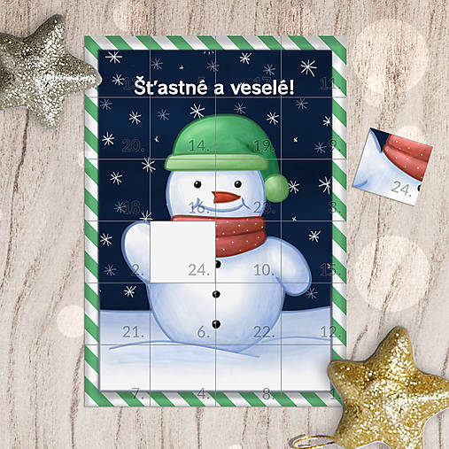 Papiernictvo - Adventný kalendár vianočná kresba Cute snowman  (mávajúci) - 17951042_