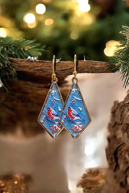 Náušnice - Vianočné náušnice s vtáčikmi, nerezová oceľ - 17949738_