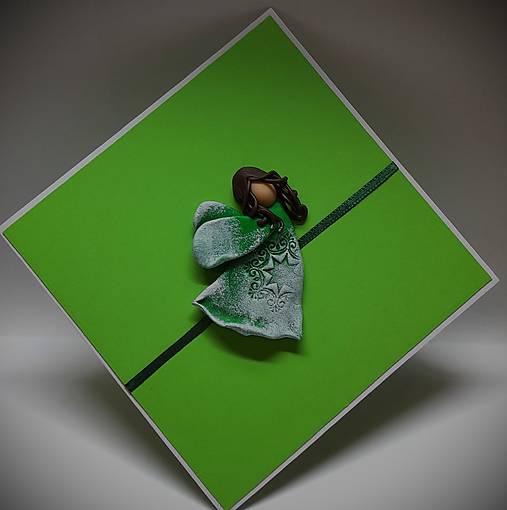 Papiernictvo - Pohľadnica s Anjelikom ...  aj ku krstu (zelený) - 17953349_