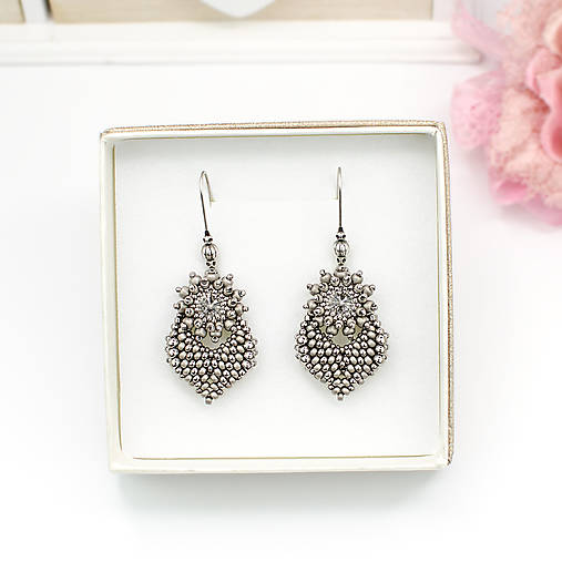 náušnice MOODS Élégance (platinová)