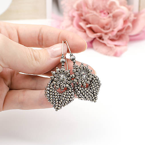 náušnice MOODS Élégance (platinová)