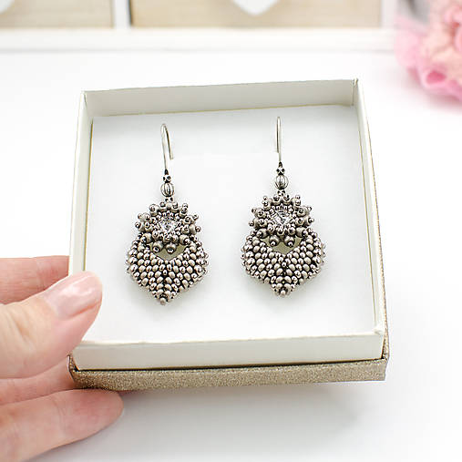 náušnice MOODS Élégance (platinová)