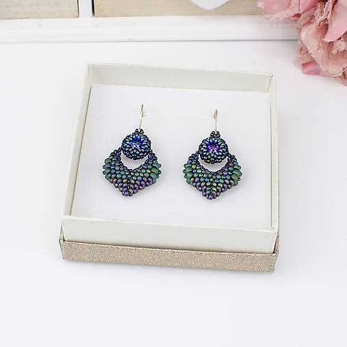 náušnice MOODS (fialová/zelená)