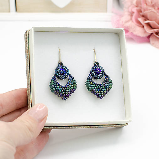 náušnice MOODS (fialová/zelená)