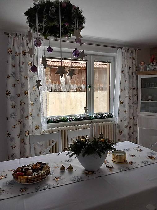 Úžitkový textil - Vianočné závesy 3D v bielom - 17954767_