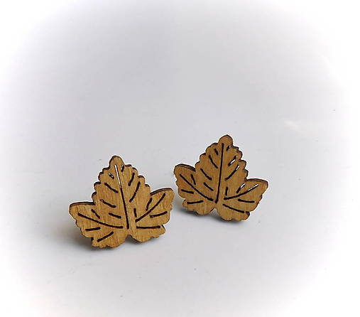 Náušnice - drevené napichovačky škoricové lístky - totálny výpredaj! - 17952414_