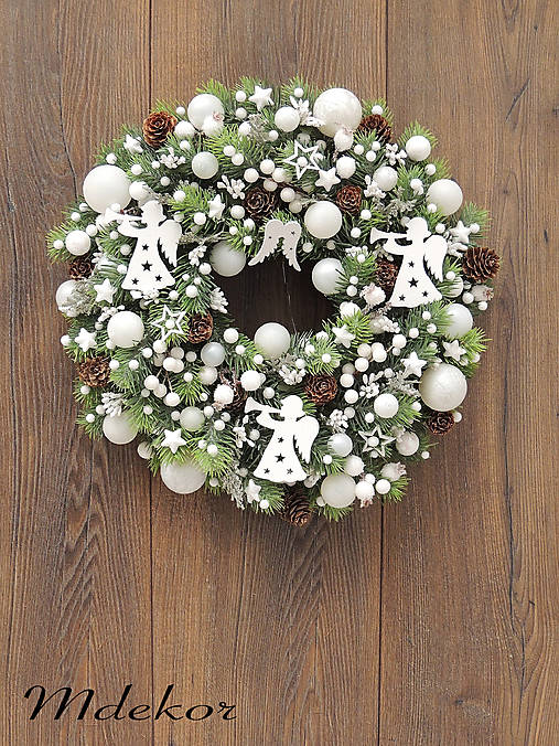 Dekorácie - Vianočný veniec do biela - 17952850_
