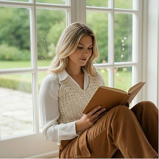 Vesty - BELLA háčkovaná vesta (top) smotanová - 17952719_