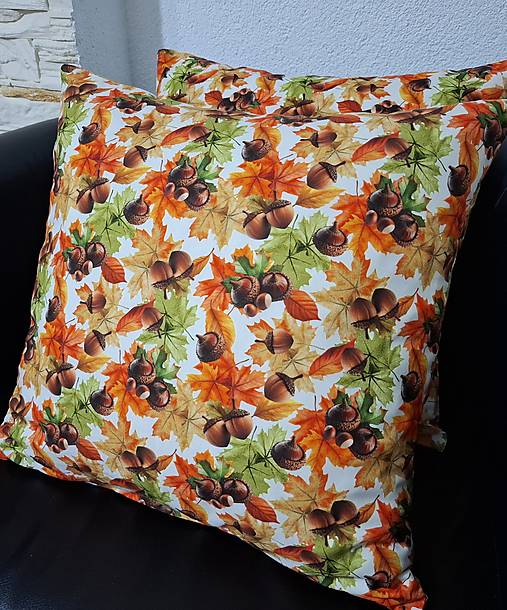 Úžitkový textil - Obliečky na vankúše,, jesenné listy a gaštany" (50×45 cm) - 17955803_