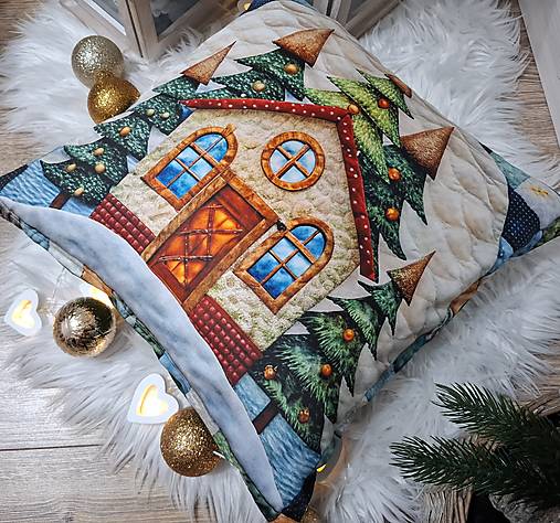 Úžitkový textil - Vianočné obliečky na vankúše,,patchwork" (A) - 17957379_